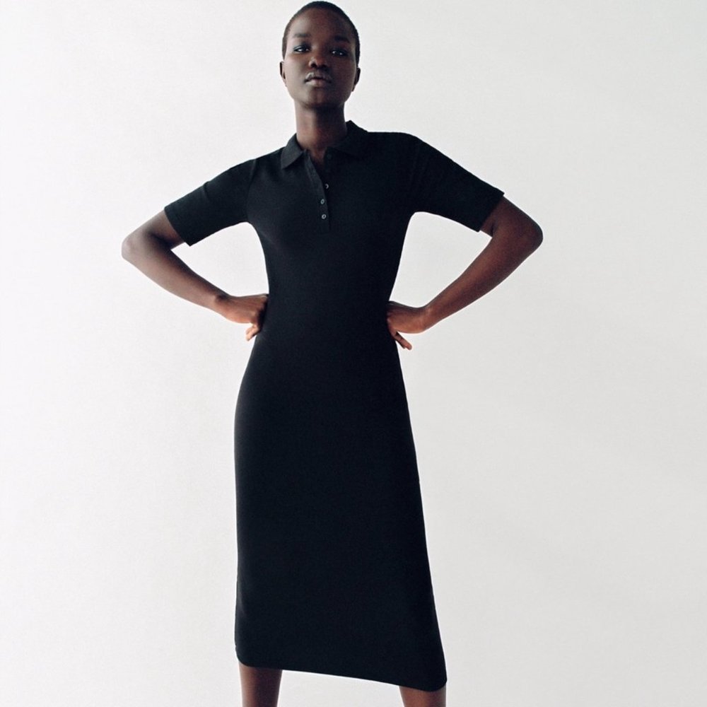 ZARA Black Polo Bodycon Midi Dress